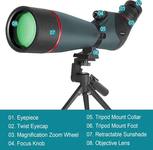 Miniatura 4 de Visores de observación de 20 a 60 x 80 pulgadas para observación de aves, BAK4 impermeable para observación de vida silvestre, senderismo