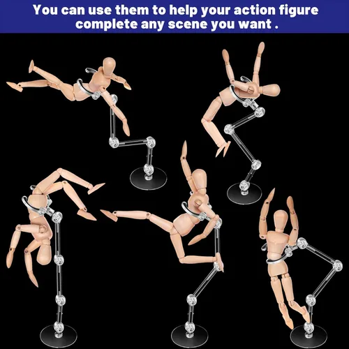 Miniatura 6 de Jetec 12 piezas de figura de acción soporte de montaje figura de acción soporte de exhibición de muñeca mini soporte de muñeca marco de soporte