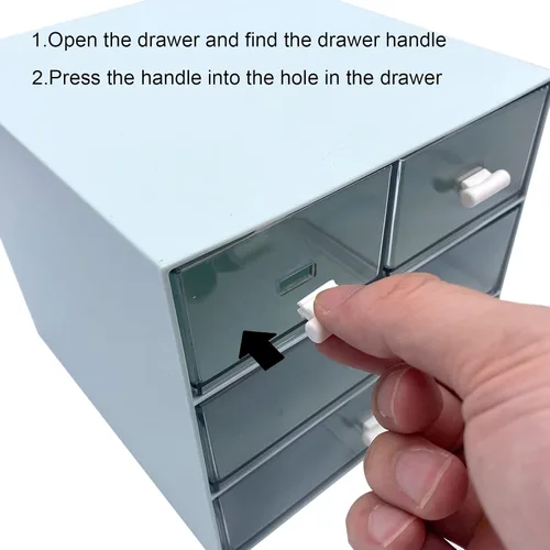 Miniatura 5 de Marknor Organizador de maquillaje, organizador de escritorio con 4 cajones, almacenamiento de artículos diversos, caja de almacenamiento de Azul