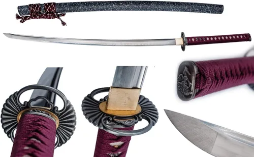 Miniatura 13 de Samurai Katana,1060 acero de alto carbono,Acero T10,Acero de Damasco,Aleación Tsuba,Mango de madera maciza