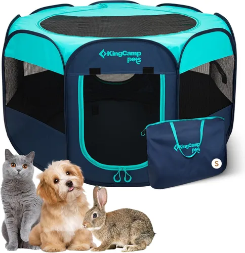 Miniatura 18 de KingCamp Tienda de campaña para perros, gran casa portátil para perros para interiores y exteriores con tela Oxford 600D y doble capa para perros