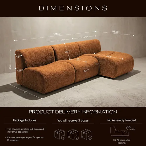 Miniatura 3 de Sofá individual modular curvado, sofá sherpa de espuma de 33 pulgadas, cómodos sofás de peluche para espacios pequeños, sofás modulares modernos