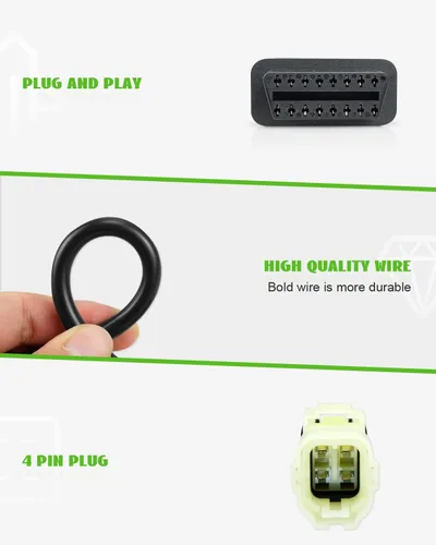 Miniatura 3 de Cable de diagnóstico OBD2 apto para motocicleta Kawasaki, adaptador OBD2 de 4 pines a 16 pines apto para Z250 Z650 Z1000 ER6N EX650F Ninja400