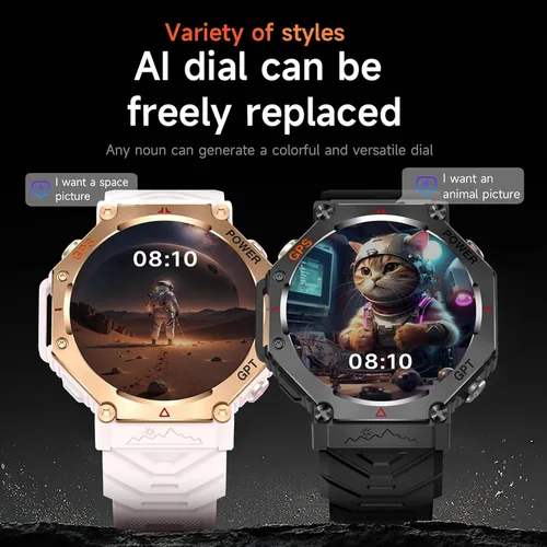 Miniatura 4 de Loluka Reloj inteligente GPS Tracker resistente al aire libre Smartwatch con brújula/linterna LED/presión de aire/altitud/respuesta/hacer llamada