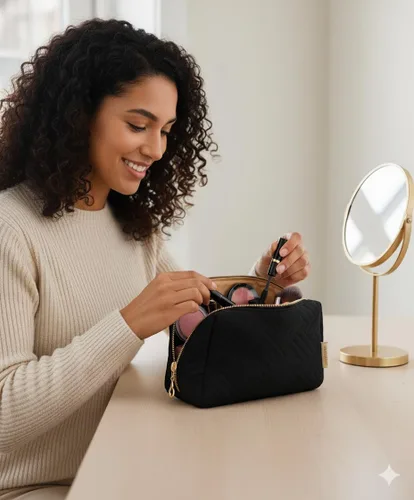 Miniatura 2 de BAGSMART Pequeña bolsa de maquillaje, bolsa de cosméticos de viaje, bolsa de maquillaje pequeña con cremallera, bolsa de aseo resistente al agua