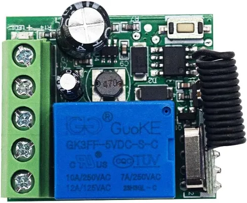 Miniatura 7 de QIACHIP Interruptor remoto inalámbrico DC 5V 9V 12V 24V 48V 433MHz, relé de 1 canal con receptor y 1 transmisor para controles de acceso de puertas