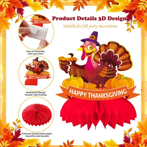 Miniatura 33 de 9 piezas de decoración de centro de mesa de otoño, decoración de mesa para fiesta de otoño, centro de mesa de Acción de Gracias, centro de mesa
