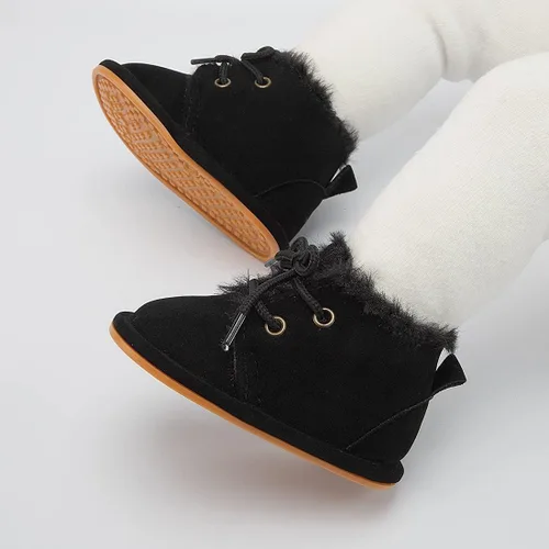 Miniatura 5 de Zoolar Botas de nieve unisex cálidas para bebé, piel recién nacida, con cordones en el tobillo, suela de textura de goma antideslizante, zapatos