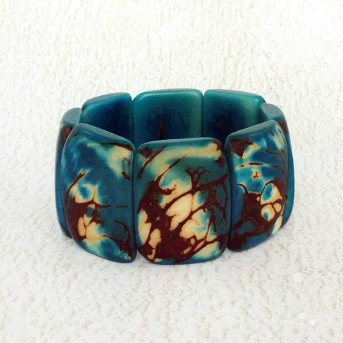 Miniatura 4 de Pulsera gruesa hecha de nuez de tagua orgánica, joyería de comercio justo hecha a mano para mujer