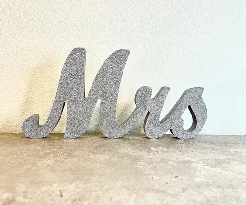 Miniatura 3 de Letrero de madera para decoración de boda de Mr & Mrs para mesa de recepción de novia y novio. Letras de madera para centro de mesa de pareja