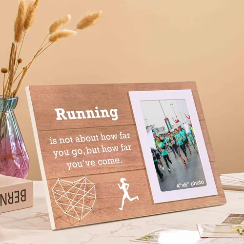 Miniatura 2 de Marco de Fotos para Correr, Marco de Fotos de Madera para Foto de 6" x 4", Regalo para Corredor, Maratón, Medio Maratón, Regalos 10K, 5K, Correr No