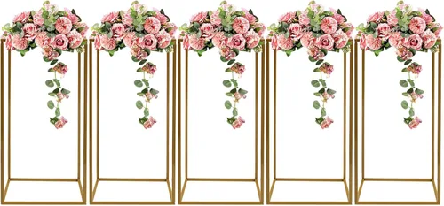 Miniatura 10 de 4 piezas de jarrón de metal con forma de columna, soporte geométrico para centros de mesa para el hogar, fiesta, boda, decoración de mesa