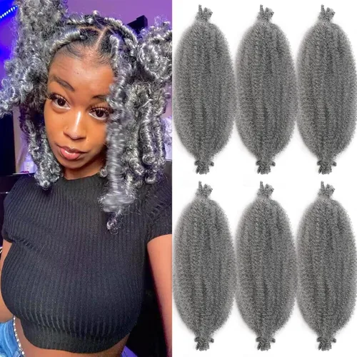 Miniatura 8 de Cabello afro trenzado elástico de 24 pulgadas, cabello Marley para rastas sintéticas, cabello trenzado estilo Marley Twist color rojo burdeos