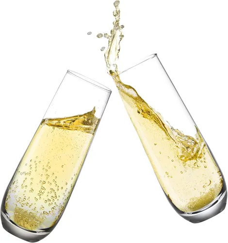 Juego de 4 copas de champán sin tallo, copas de cristal sopladas a mano, copas de champán de 10.2 onzas, flauta de vino Prosecco, copas de cóctel,
