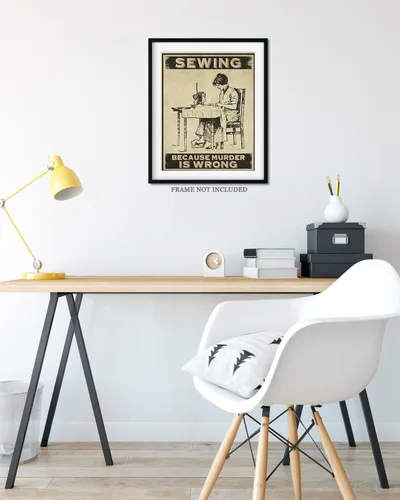 Miniatura 8 de Decoración de habitación de Sewing Because Murder Is Wrong, decoración de pared retro para cocina, baño, dormitorio, divertido regalo de arte