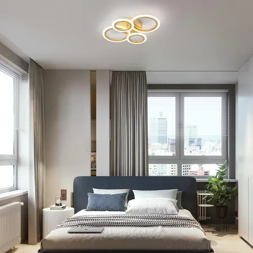 Miniatura 5 de Lámpara LED moderna de montaje empotrado, 4 anillos dorados cerca del techo, lámpara de iluminación de cocina para dormitorio, sala de estar