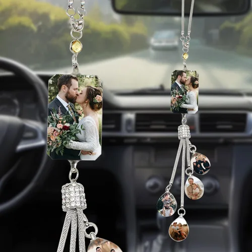 Miniatura 22 de Accesorios de coche colgantes de cristal con foto personalizada para mujeres y hombres, imágenes personalizadas para espejo retrovisor del Style 17