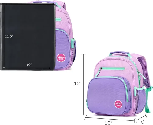 Miniatura 9 de mibasies Mochila para niñas y niños, ideal para niños y niñas, mochila para preescolar jardín de infantes y primaria, Púrpura claro, Niñito-12