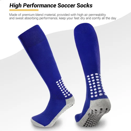 Miniatura 3 de Ultrafun 4 pares de calcetines de fútbol hasta la rodilla, antideslizantes, para fútbol, béisbol, multideporte, almohadilla de agarre para hombres