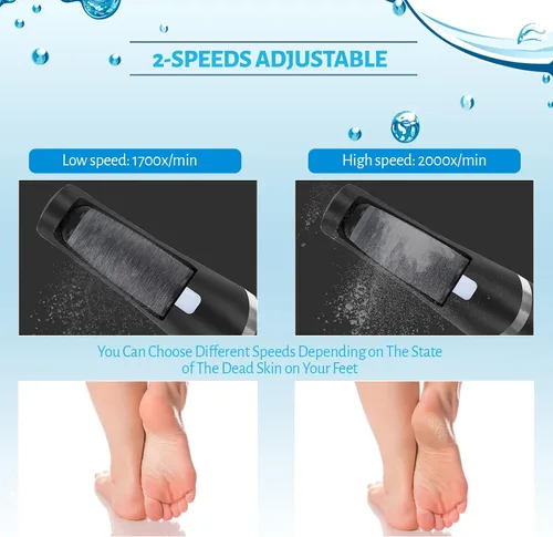 Miniatura 3 de Removedor eléctrico profesional de callos de pies, kit de herramientas de pedicura electrónico recargable, resistente al agua con 4 cabezales