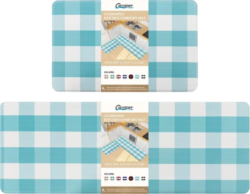 Miniatura 9 de Carvapet 2 tapetes cómodos antifatiga para cocina, de pie, impermeables, decorativas, ergonómicas, para cocina, diseño de mármol negro y dorado, 17