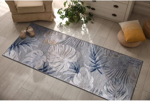Miniatura 70 de CAMILSON Alfombra para Interiores y Exteriores, Alfombras de Área Azules 5x7 con Hojas Tropicales Botánicas para Patios Interiores y Exteriores