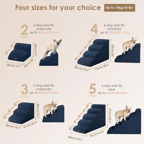 Miniatura 3 de EHEYCIGA Escaleras curvas para perros para camas altas de 19.7" de alto, 4 escalones para perros pequeños y gatos, escaleras para mascotas