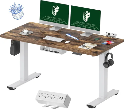 Miniatura 35 de FLEXISPOT EN2 Escritorio de pie de una pieza completa con regleta de alimentación de abrazadera, escritorio eléctrico de altura ajustable de 40 x 24