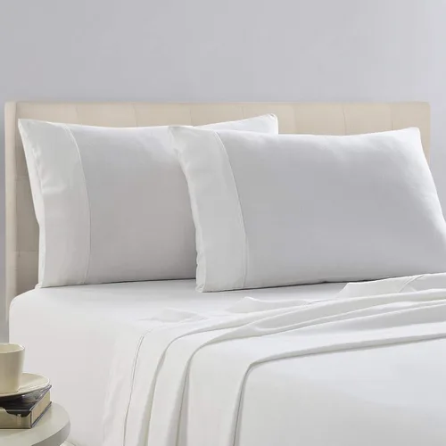 Miniatura 37 de Pizuna Juego de 2 fundas de almohada de 100 % algodón puro, tamaño estándar, color blanco, lujosas fundas de almohada de 400 hilos de satén