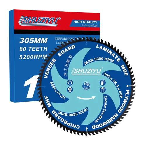 Miniatura 11 de 7-1/4 "(185MM)-24T-40T-60T, paquete de 3 piezas, árbol 5/8 "-diamante, Costa lisa. hoja de sierra circular, marco y rasgado, para laminado, tablero