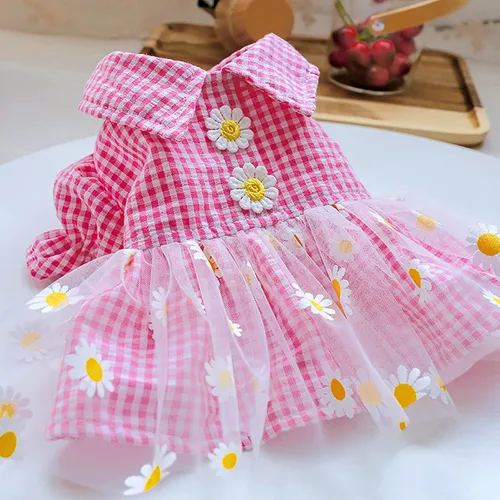 Miniatura 2 de Ropa para perro, vestido floral para perros pequeños, niña, de verano, lindo vestido de princesa con lazo, Yorkies Chihuahua, ligero, transpirable
