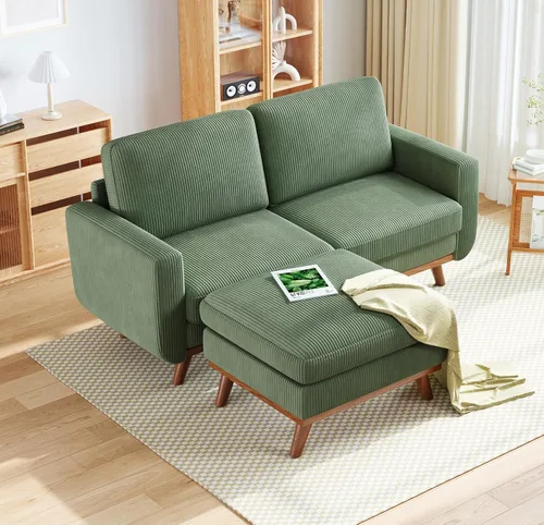 Miniatura 9 de Vesgantti Sofá modular en forma de U de 119 pulgadas, sofá modular de pana con asiento profundo y soporte de resortes, sofá convertible con 2 Beige