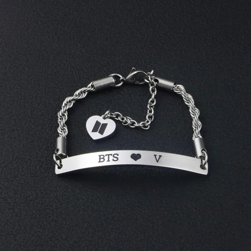 Miniatura 2 de WENATA Kpop Bangtan - Pulsera de cadena para niños con texto en inglés "To Love Yourself Army SUGA J-Hope JIN V Jimin RM JK, pulsera de cadena