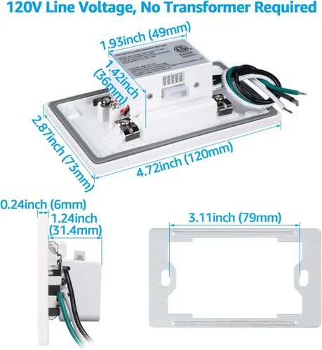 Miniatura 5 de LEONLITE Paquete de 12 luces LED 5CCT de 120 V, 3.5 W, 5 % 100 %, regulables, para interiores y exteriores, ubicación húmeda, CRI90, ETL, aluminio