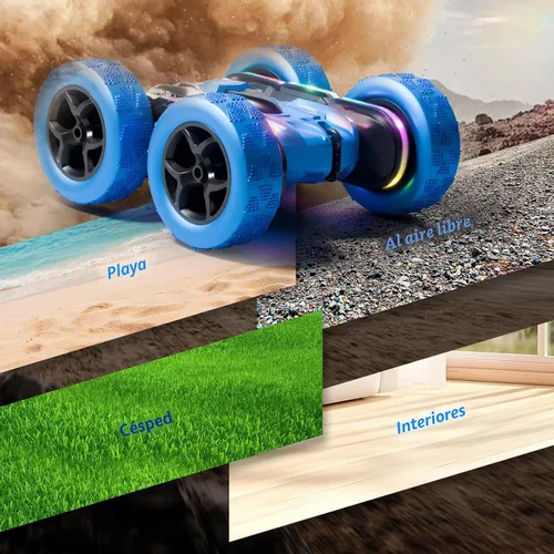 Miniatura 7 de Auto de Acrobacias con Control Remoto 4WD 360° Flip RC de Doble Cara, Barra de Luces LED, Batería Modular USB-C, 2.4 GHz, Juguete al Aire Libre