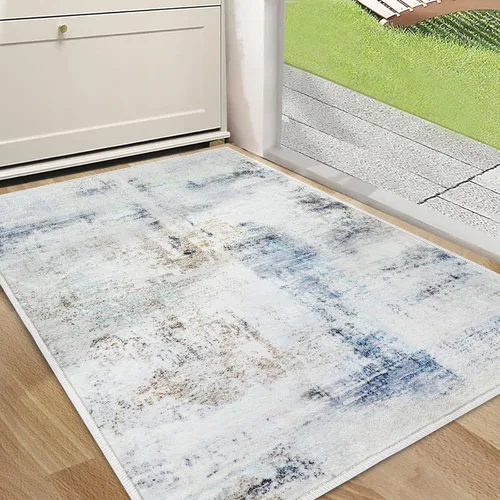 Miniatura 27 de CRISTGEE - Alfombra de puerta, alfombra de entrada interior falsa de lana antideslizante, alfombra de entrada absorbente y abstracta para el pasillo