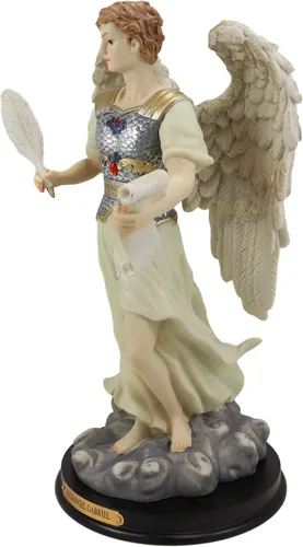 Miniatura 3 de Ebros Iglesia católica ortodoxa oriental bizantina arcángel colorido San Gabriel El Mensajero de Dios Estatua con placa de nombre de latón Base