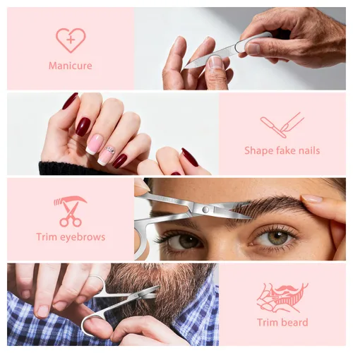 Miniatura 6 de MORGLES Juego de pinzas y cortaúñas con estuche para hombres y mujeres, 9 piezas de pinzas profesionales de acero inoxidable sin separación