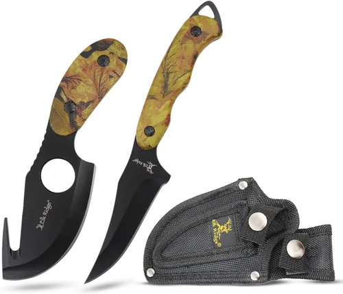 Miniatura 13 de Elk Ridge set de 2 cuchillos de caza con borde recto 17.8 cm Camuflaje