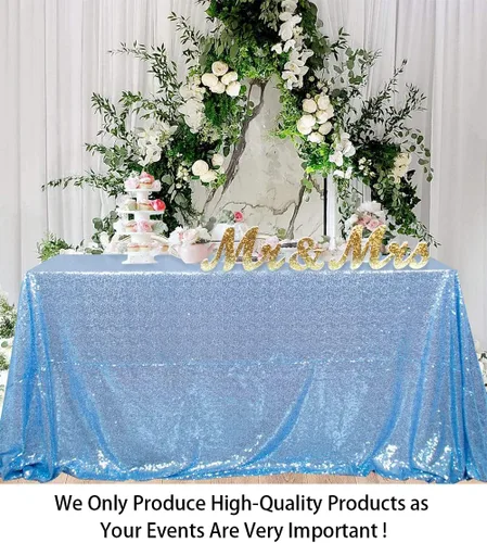 Miniatura 2 de ShiDianYi Mantel de lentejuelas color azul bebé, de 50 x 72 pulgadas, mantel rectangular de lentejuelas para decoración de boda - 200111E