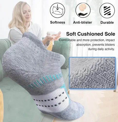 Miniatura 2 de suaskk Calcetines tobilleros acolchados para mujer, cómodos, antiampollas, 5 pares