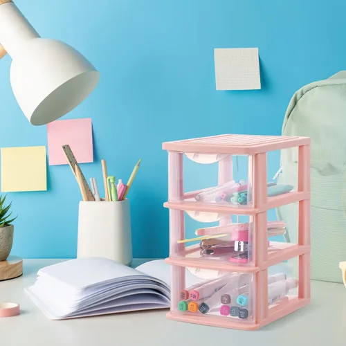 Miniatura 8 de Ipetboom Caja de almacenamiento transparente de escritorio, organizador de cajones de plástico, estuche de almacenamiento de cosméticos de 9.05 x