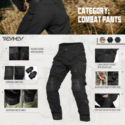 Miniatura 3 de YEVHEV Conjunto de ropa militar de combate G3, ropa táctica de camuflaje, uniforme de caza, equipo de paintball con rodilleras para hombres Camo