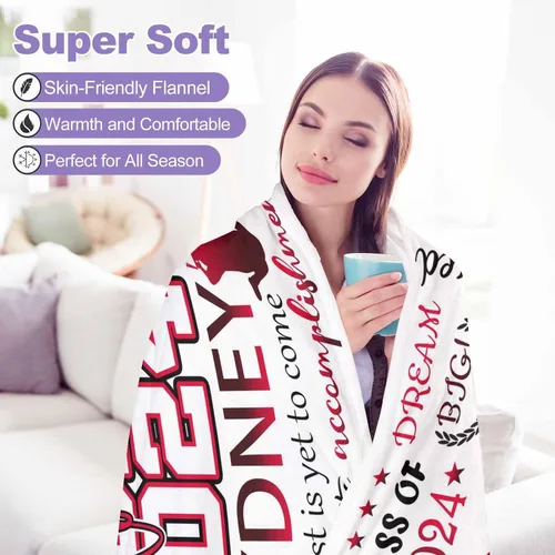 Miniatura 7 de D-Story Manta personalizada con foto, regalos de graduados universitarios para ella, regalos de graduación de felicitaciones, mantas personalizadas