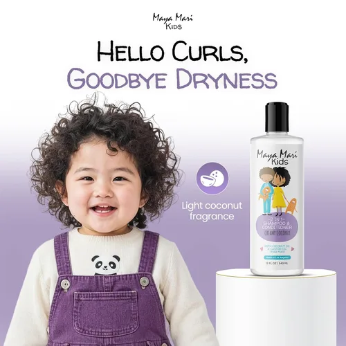 Miniatura 6 de Champú y acondicionador natural 2 en 1 para niños, sin lágrimas, para niños pequeños con cabello rizado, para todo tipo de cabello de niños, giro
