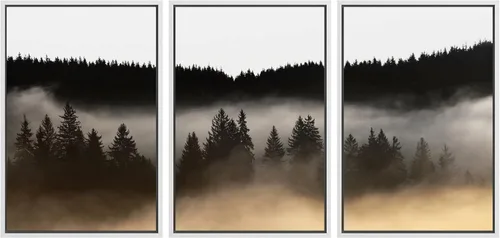 Miniatura 27 de SIGNWIN Conjunto de arte de pared de lienzo enmarcado, acuarela pastel, cielo de nubes rosas, colina verde del campo, naturaleza, vida silvestre