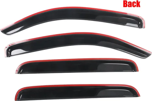 Miniatura 3 de IKON MOTORSPORTS - Visera de ventana compatible con Toyota Tacoma de doble cabina 2005-2015, estilo delgado, humo, teñido de humo, lluvia, deflector