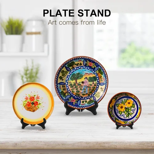 Miniatura 5 de Geelin 3 soportes de madera decorativos para platos, soporte de caballete negro para exhibir fotos, libros de cocinero, certificados de arte