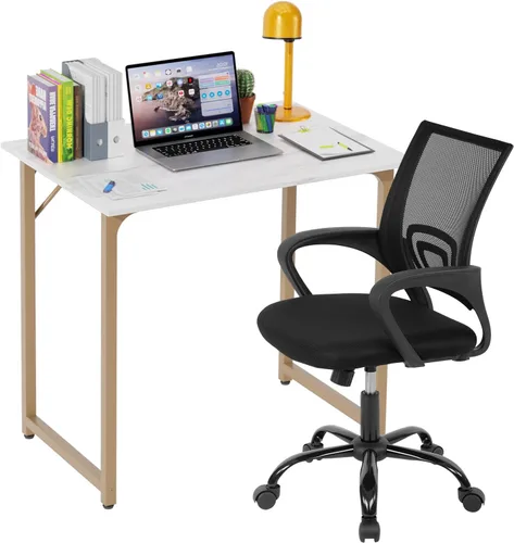 Miniatura 10 de PayLessHere Juego de escritorio y silla de oficina en casa de 32 pulgadas, escritorio para computadora de 32 pulgadas con silla de oficina Negro