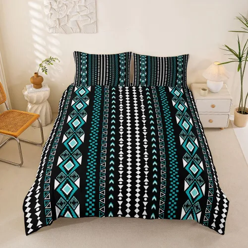 Miniatura 27 de Erosebridal Bohemian Duvet Cover Twin Country Southwestern Comforter Cover for Kids Teens Boho Aztec Arrows Diamond Bedding Set Black Gray Geometric